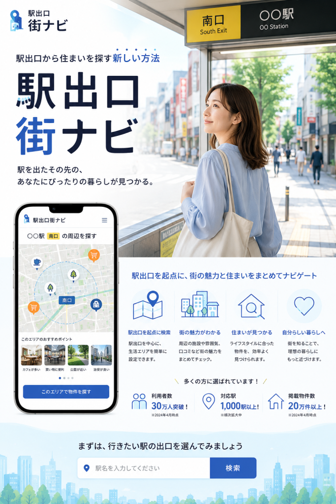 駅出口から探す住まい｜駅近賃貸・マンション・不動産情報【駅出口街ナビ】